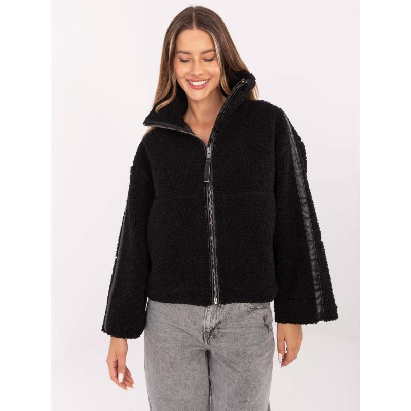 Čierna bunda z umelej ovčej kože SUBLEVEL