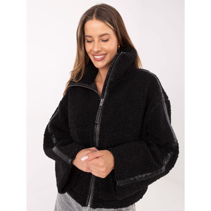 Čierna bunda z umelej ovčej kože SUBLEVEL