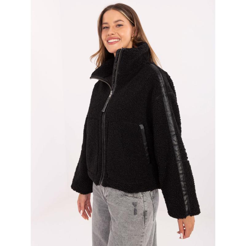 Čierna bunda z umelej ovčej kože SUBLEVEL