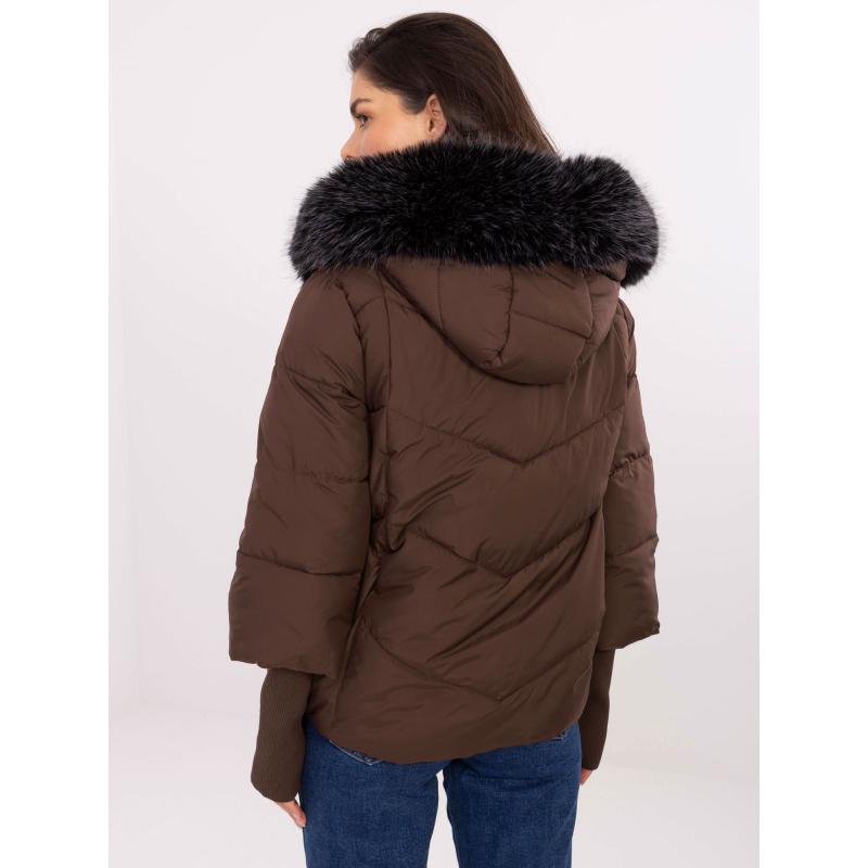 Hnedá zimná bunda s odnímateľnou kožušinou