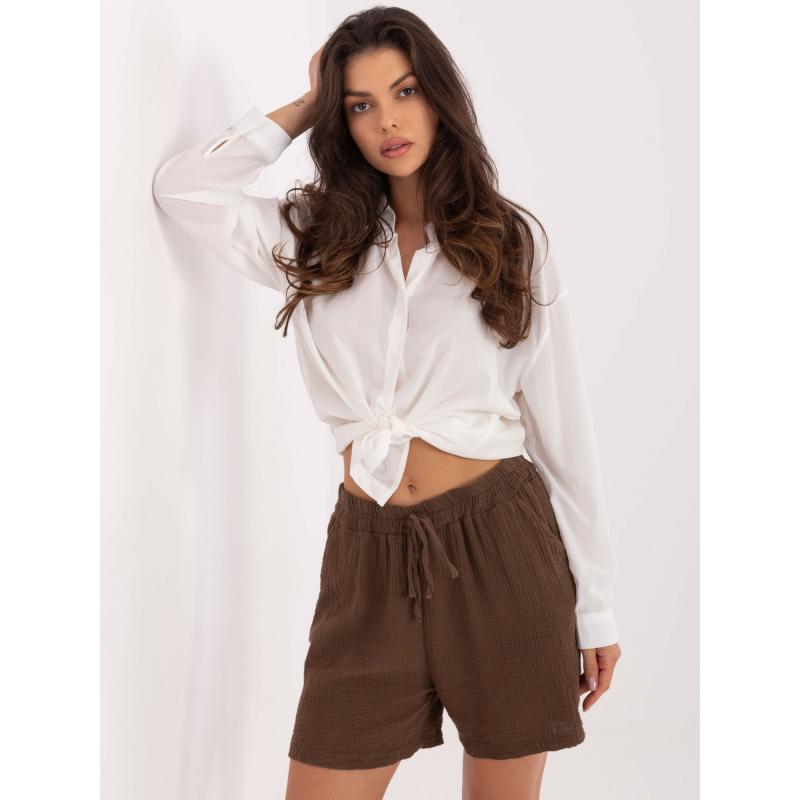 Barna női muszlin rövidnadrág