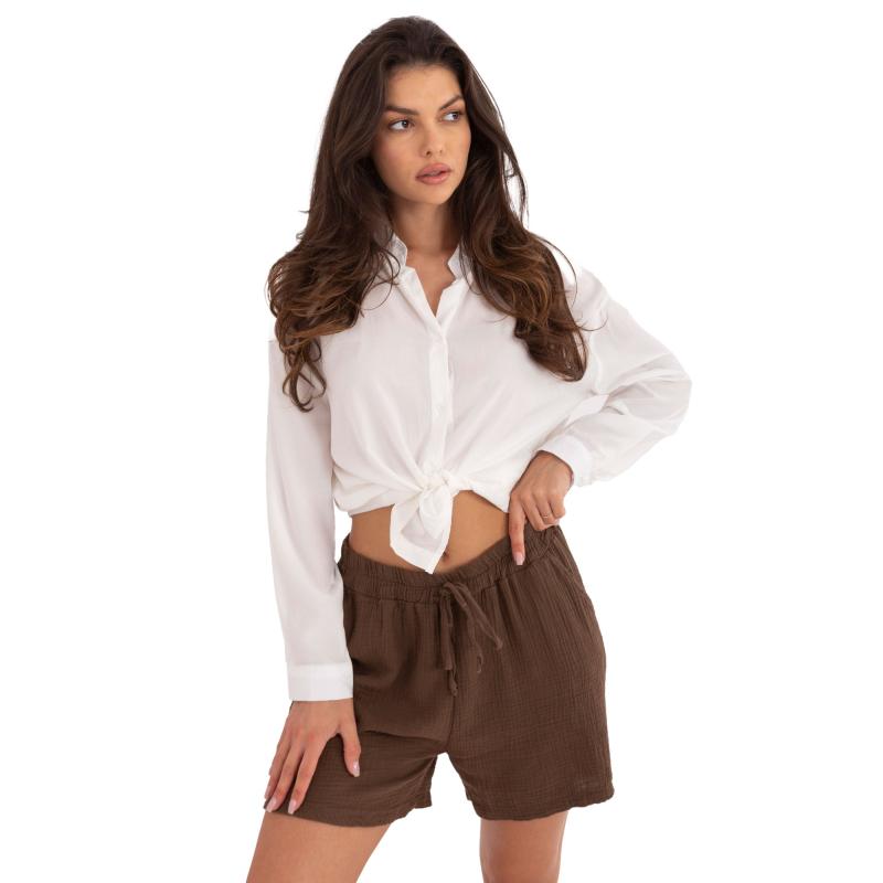 Barna női muszlin rövidnadrág