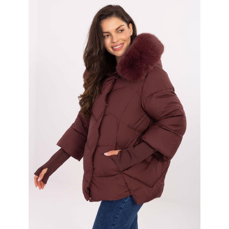 Bordová zimní bunda s prošíváním