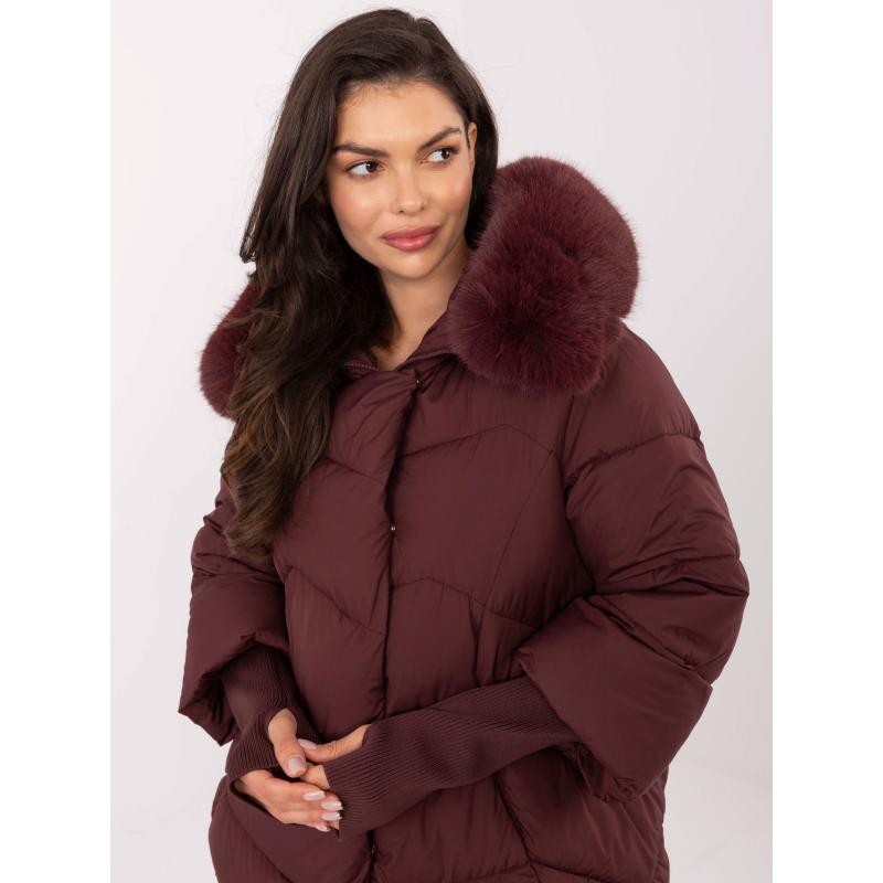 Bordová zimní bunda s prošíváním