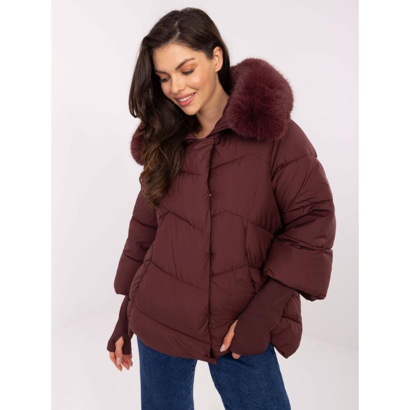 Bordová zimní bunda s prošíváním