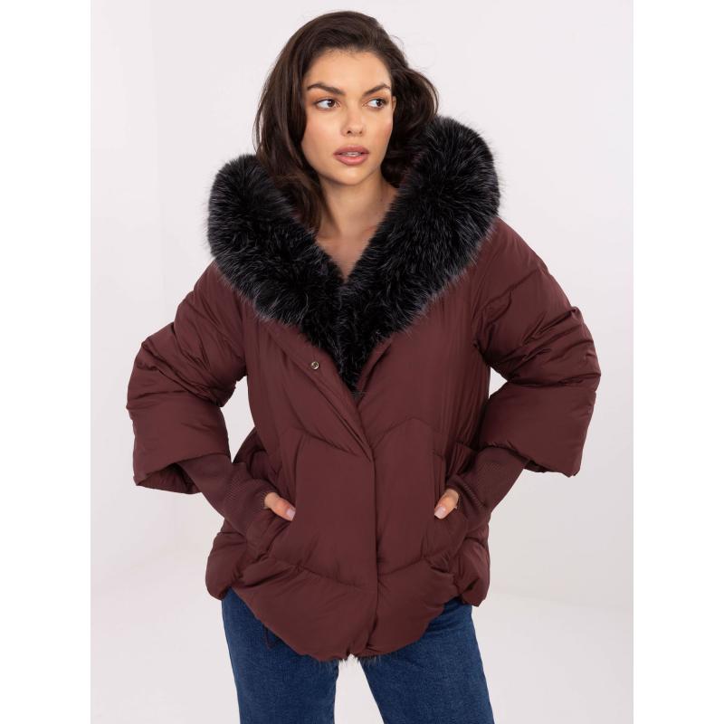Burgundská bunda s kapucňou