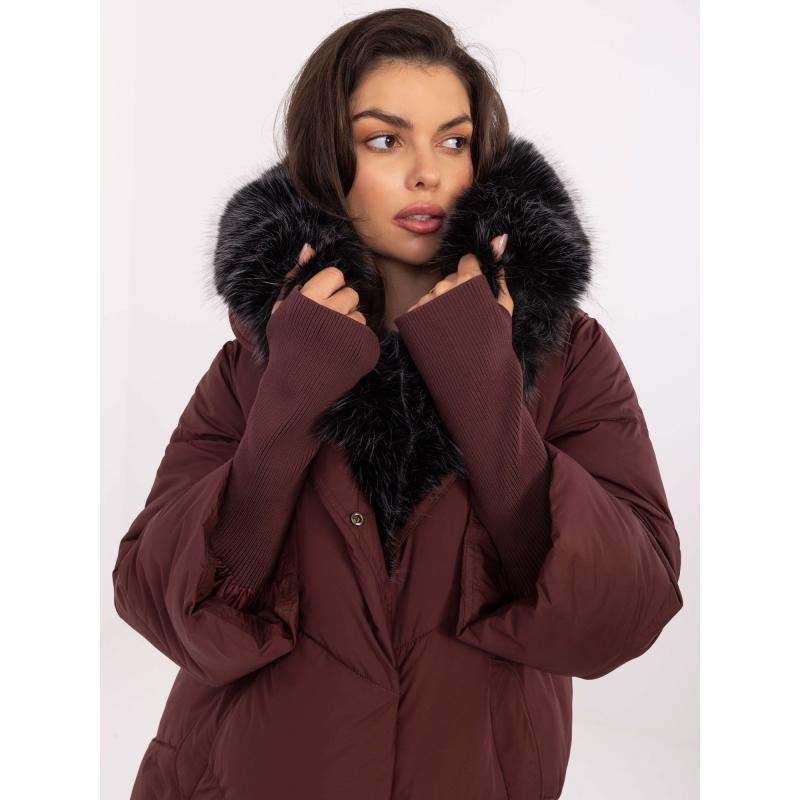Burgundská bunda s kapucňou