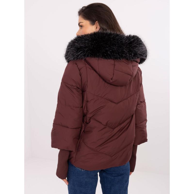 Burgundská bunda s kapucňou