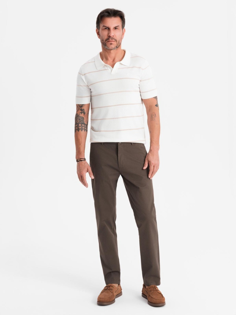 Férfi regular fit chino nadrág, barna