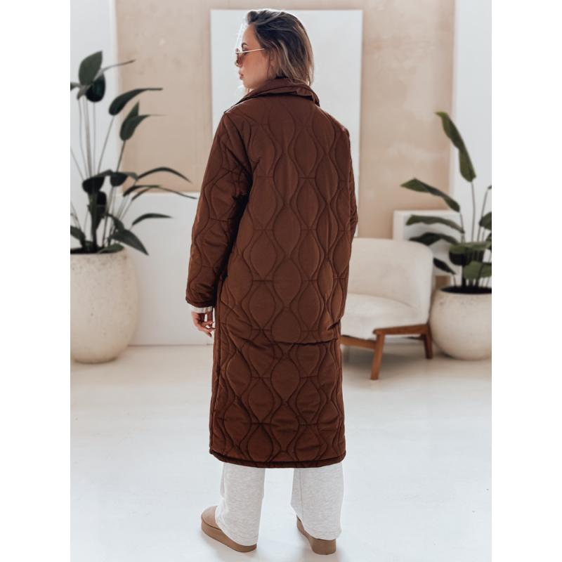 Dámský prošívaný dlouhý kabát TRENDIFY hnědý