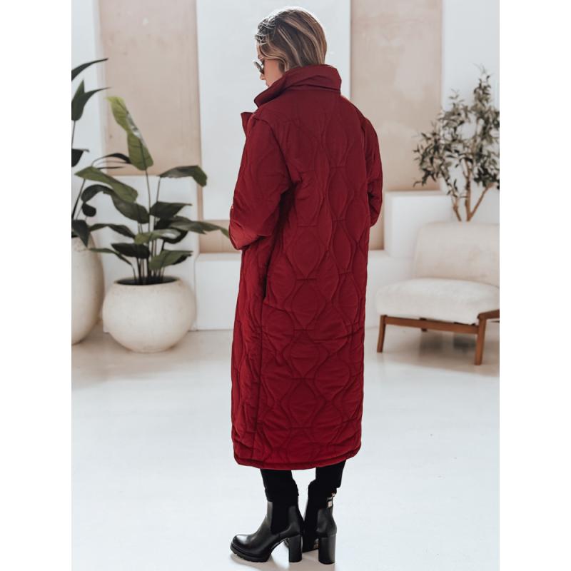 Női steppelt kabát TRENDIFY, hosszú, bordó