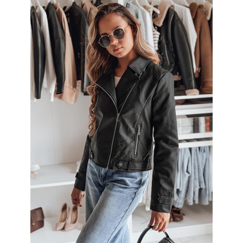 Dámská koženková bunda DARKGLORY ramoneska černá