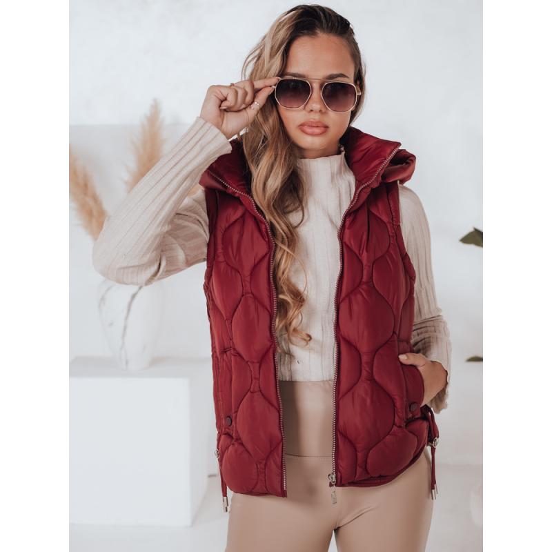 Dámska prešívaná vesta s kapucňou MISSVEST vínová