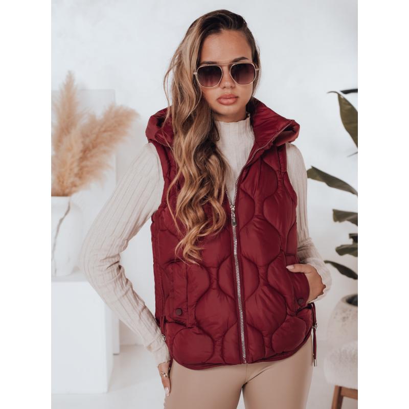 Dámska prešívaná vesta s kapucňou MISSVEST vínová