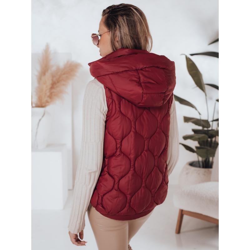 Dámska prešívaná vesta s kapucňou MISSVEST vínová