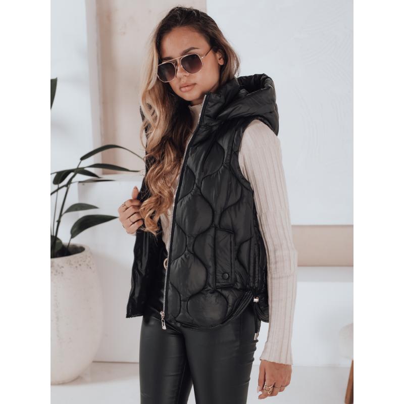 Dámska prešívaná vesta s kapucňou MISSVEST čierna