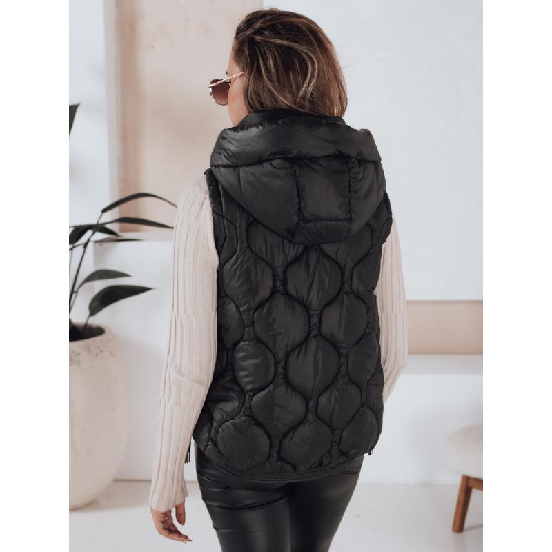 Dámska prešívaná vesta s kapucňou MISSVEST čierna