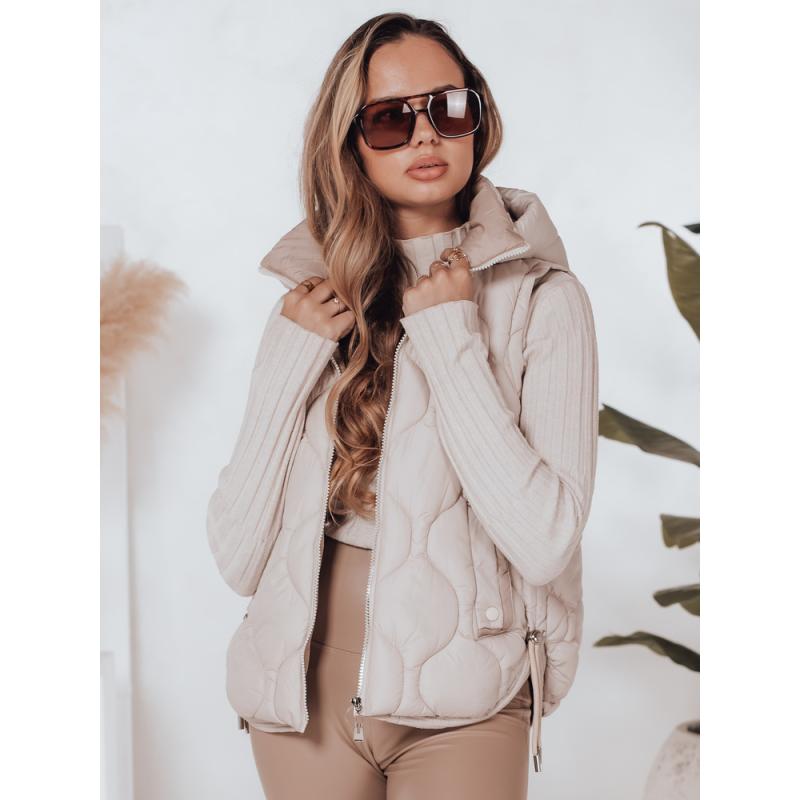 Dámska prešívaná vesta s kapucňou MISSVEST béžová
