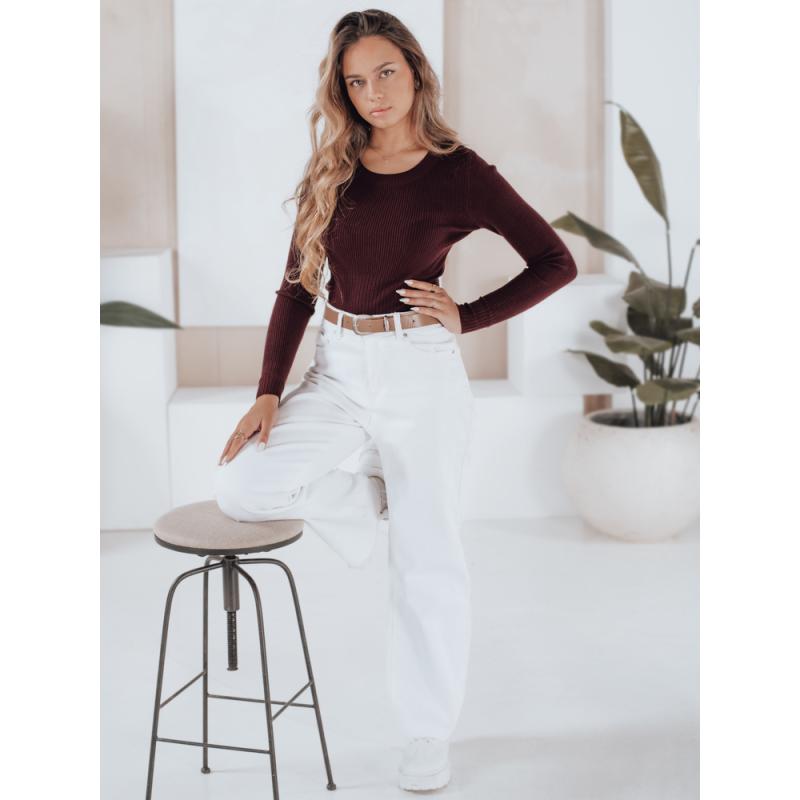 NOLVIE női csíkos pulóver, bordó