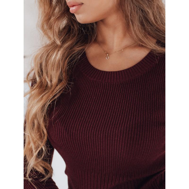 NOLVIE női csíkos pulóver, bordó