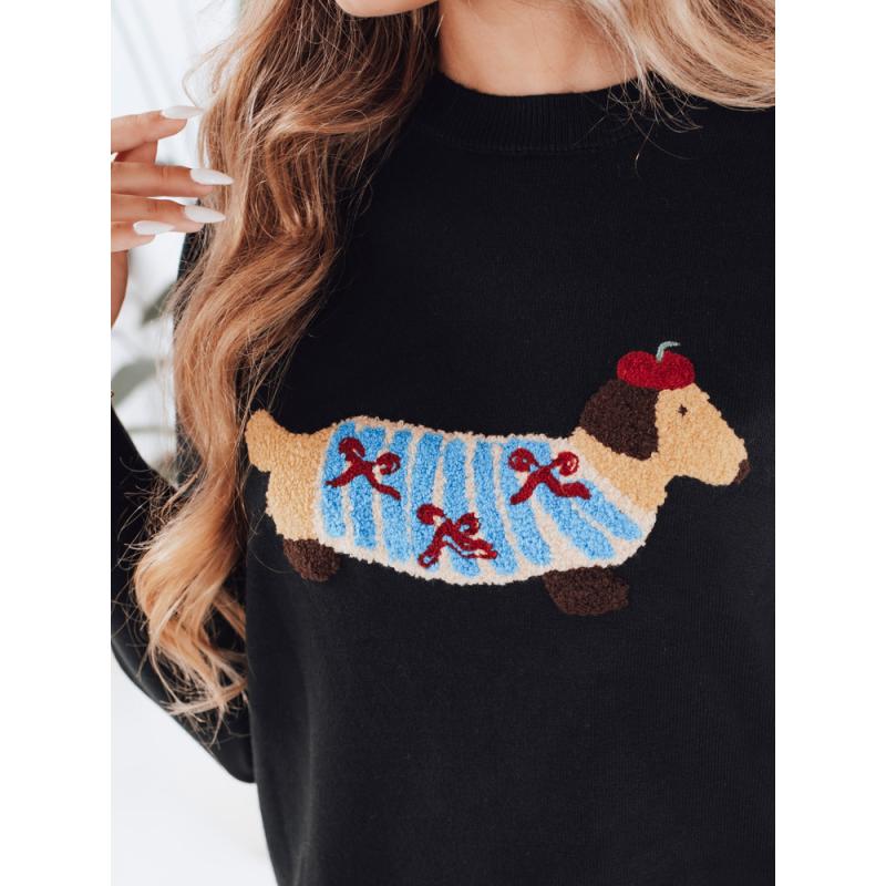 Dámský svetr s aplikací psa CHICPAWS černý