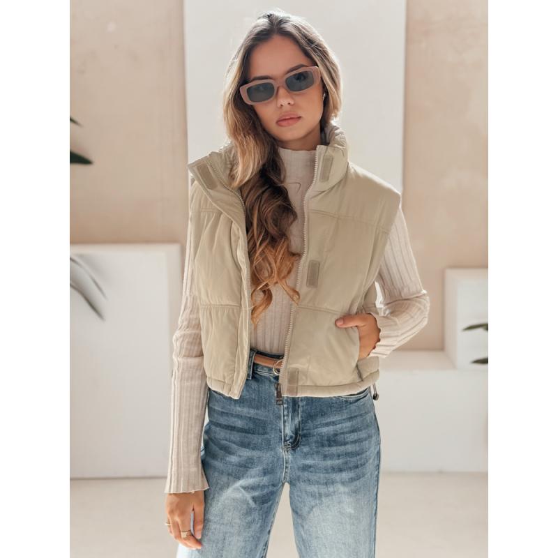 Női steppelt kabát bézs