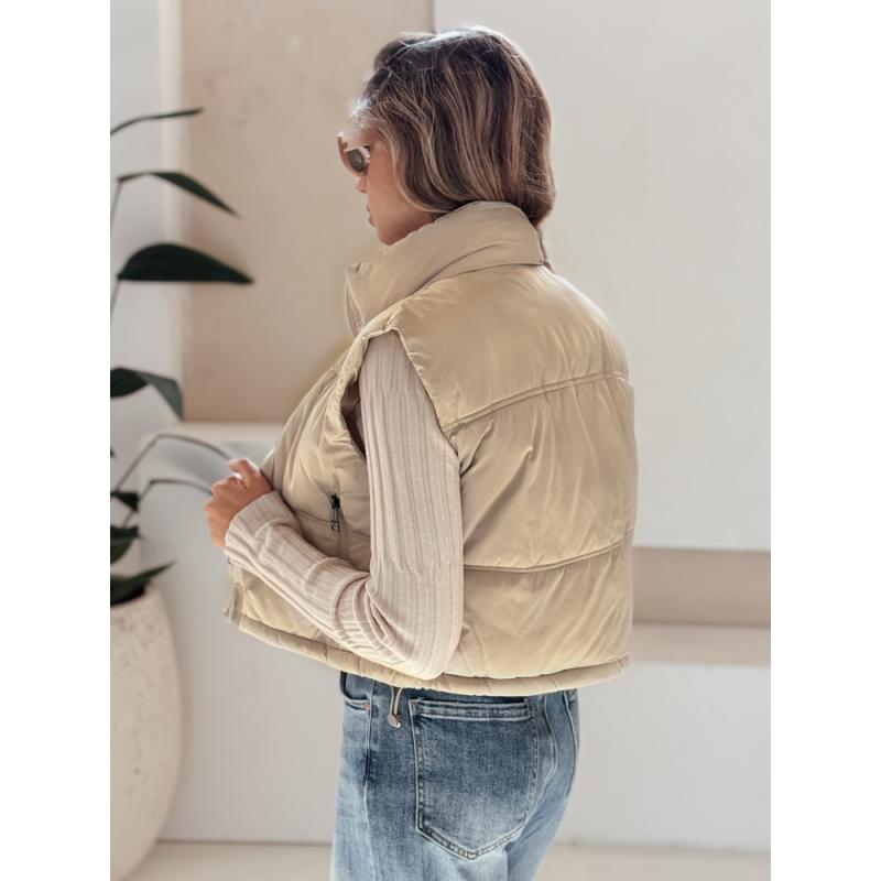 Női steppelt kabát bézs