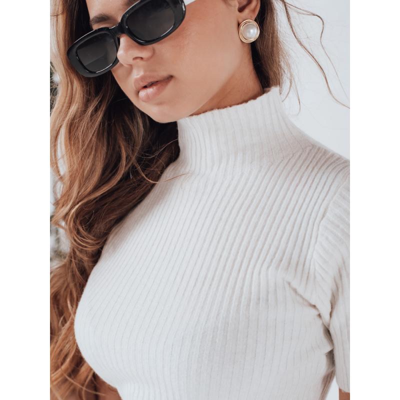 Dámský pruhovaný svetr s krátkými rukávy GIRLGLORY bílý