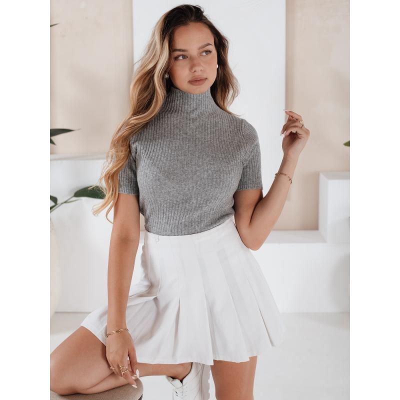 Dámský pruhovaný svetr s krátkými rukávy GIRLGLORY šedý