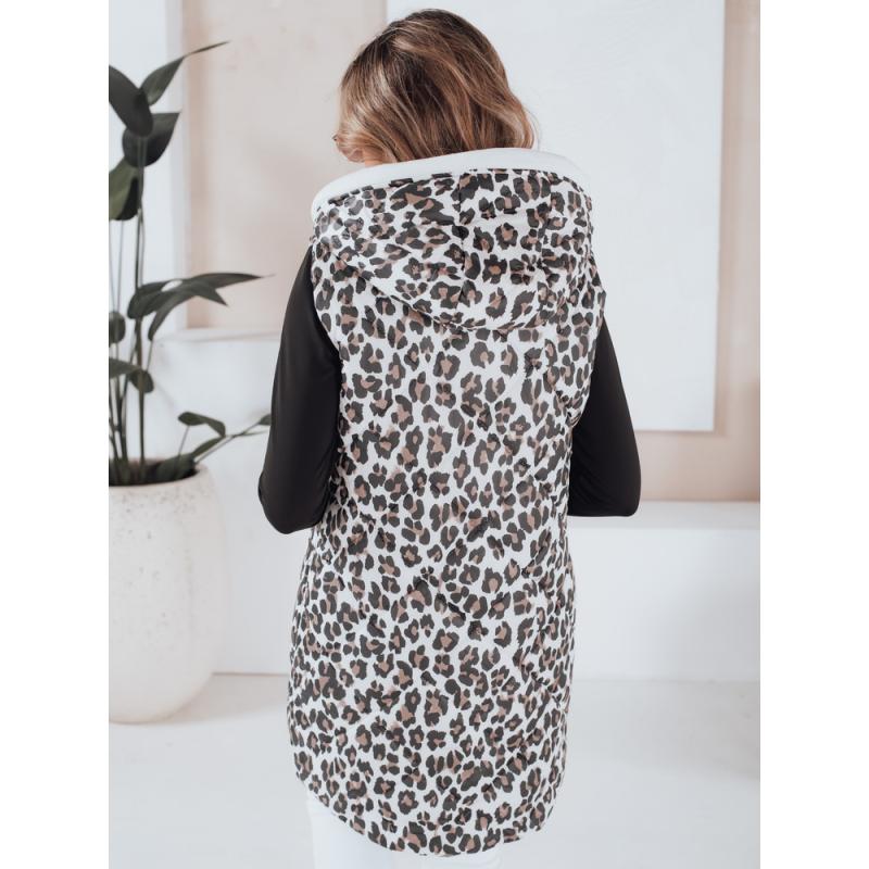 Női steppelt mellény leopárdmintás ELMERA fehér