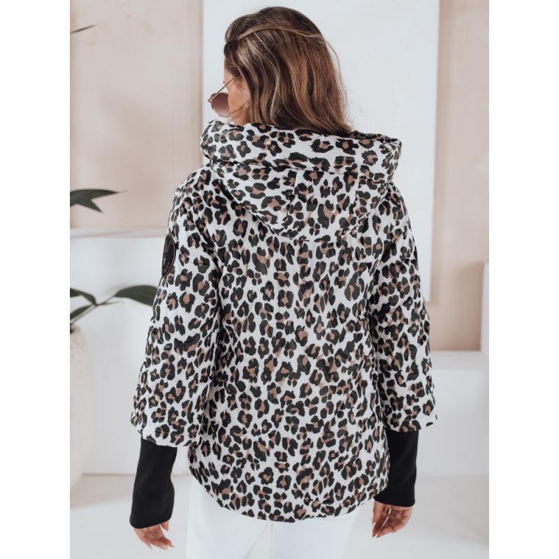 Dámska prechodna bunda s leopardím vzorem VARESSA biela