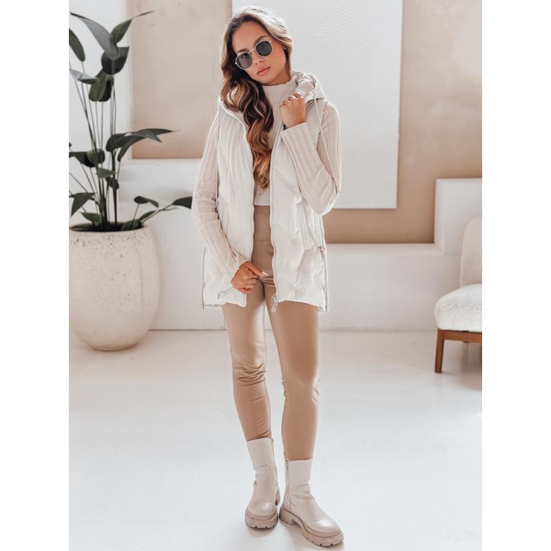 Női steppelt kabát kapucnival, fehér