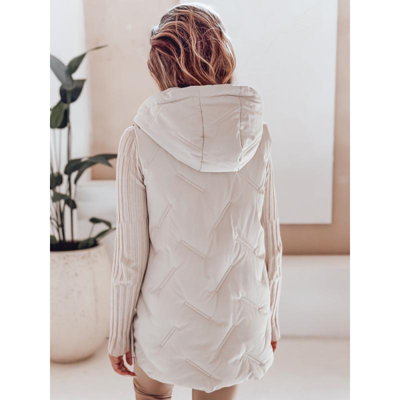 Női steppelt kabát kapucnival, fehér