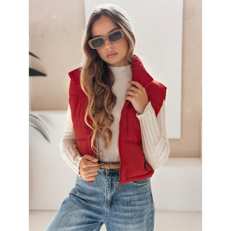 Női steppelt kabát, piros