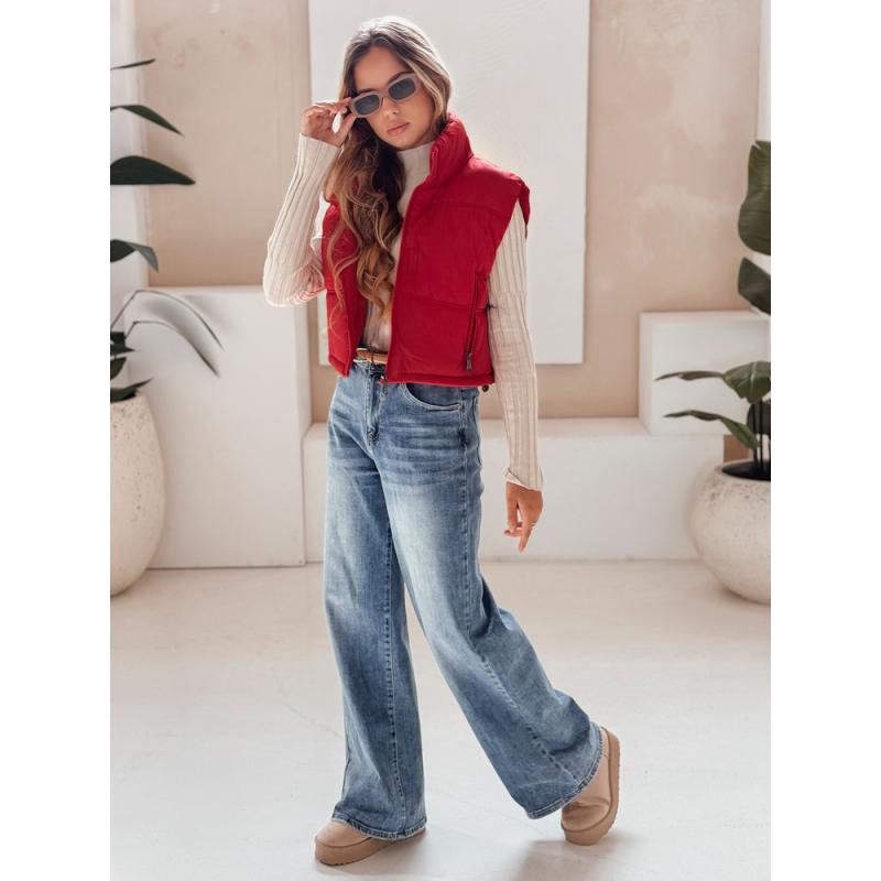 Női steppelt kabát, piros