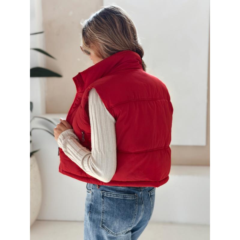 Női steppelt kabát, piros