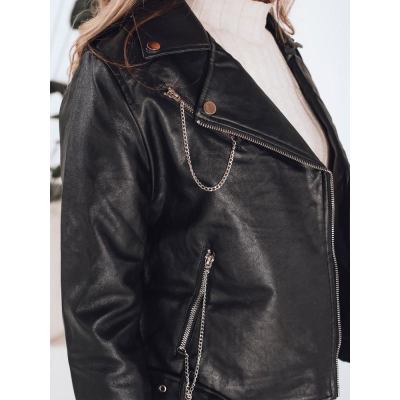 Dámská koženková bunda ve stylu ramones, černá