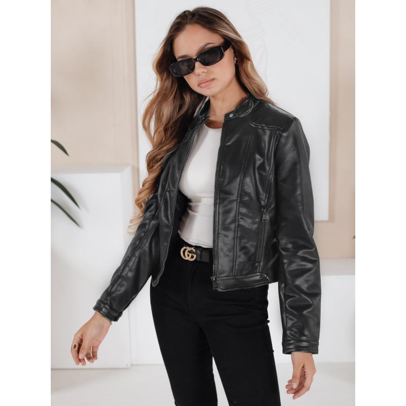 Dámská kožená bunda ramoneska černá