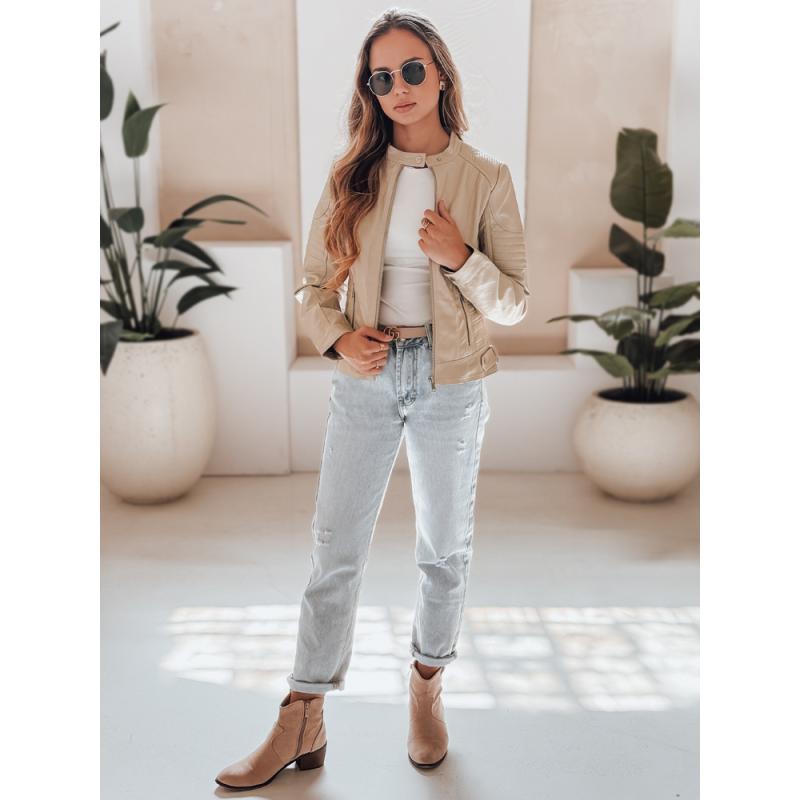 Dámská kožená bunda ROCKMISS bezová