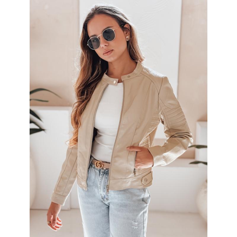 Dámská kožená bunda ROCKMISS bezová