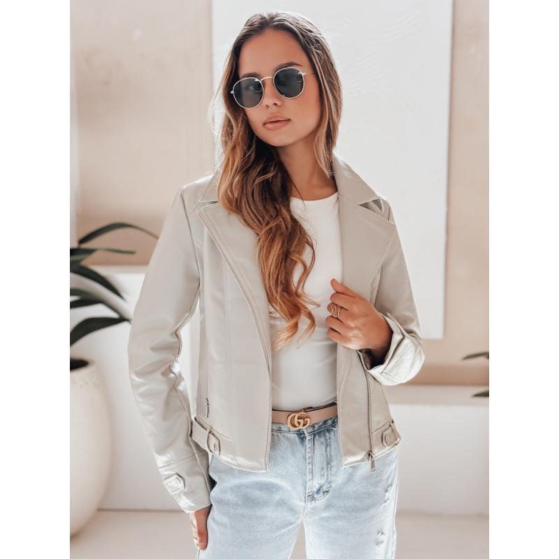 Dámská kožená bunda DARKGLORY ramoneska šedá