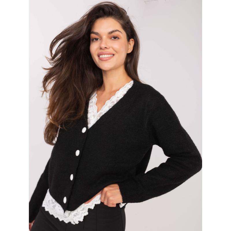 Fekete kardigán átlátszó betéttel