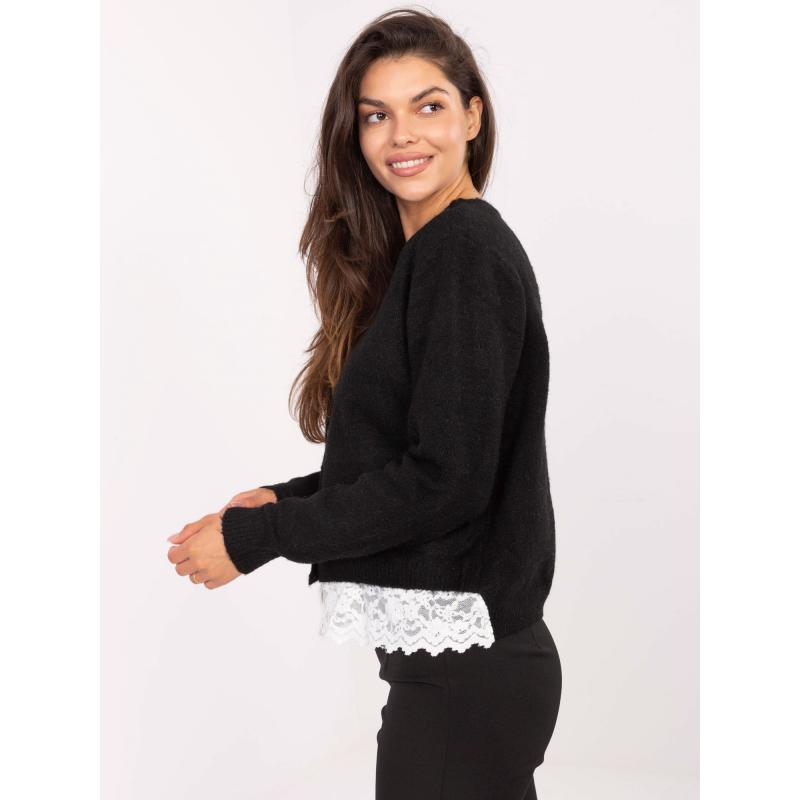 Fekete kardigán átlátszó betéttel