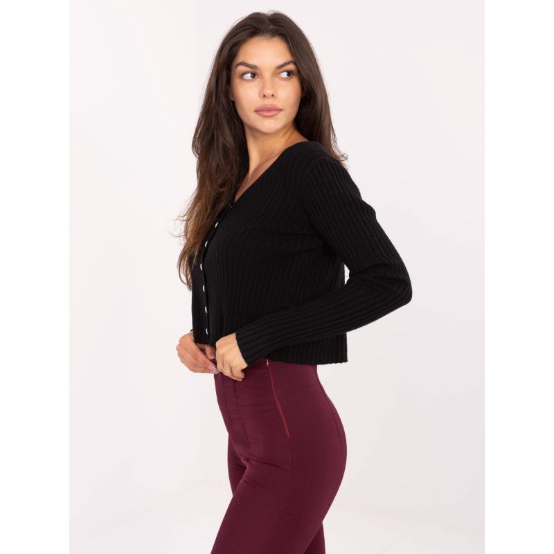 Fekete csíkos pulóver gombokkal