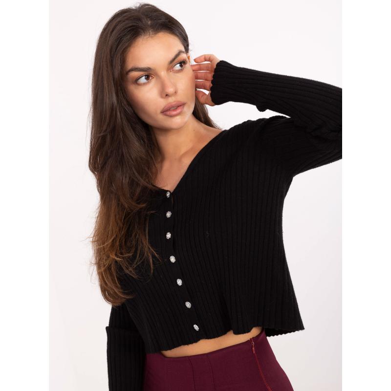 Fekete csíkos pulóver gombokkal