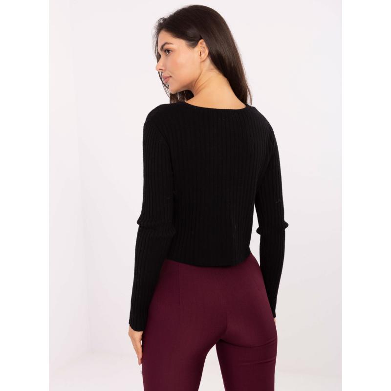 Fekete csíkos pulóver gombokkal