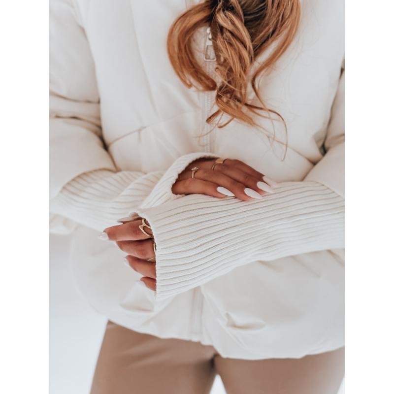 Női téli kabát MISSLAYER kapucnival, fehér