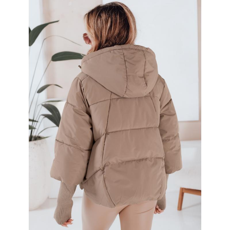 Női téli kabát MISSLAYER kapucnival, sötét bézs