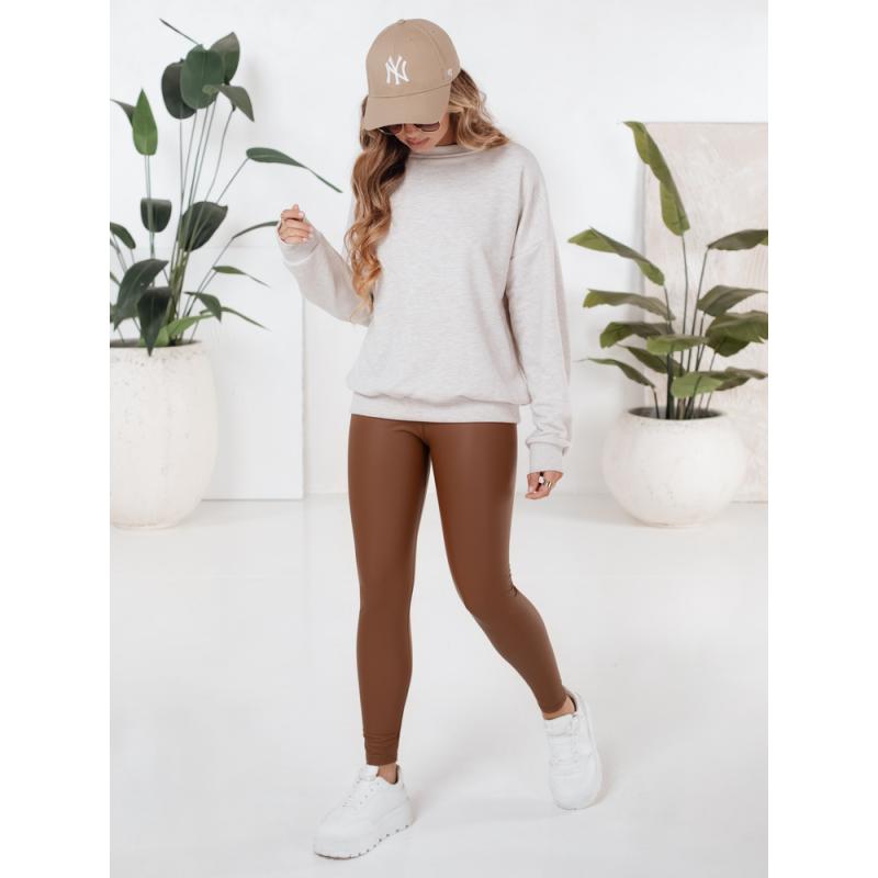 Dámske legíny voskované hnedé