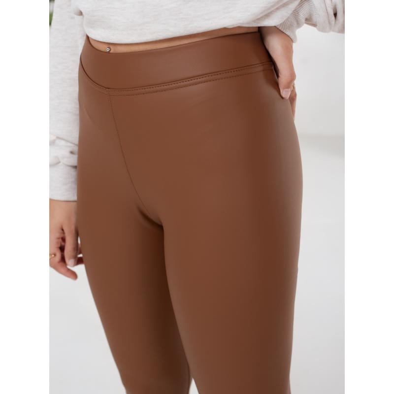 Dámske legíny voskované hnedé